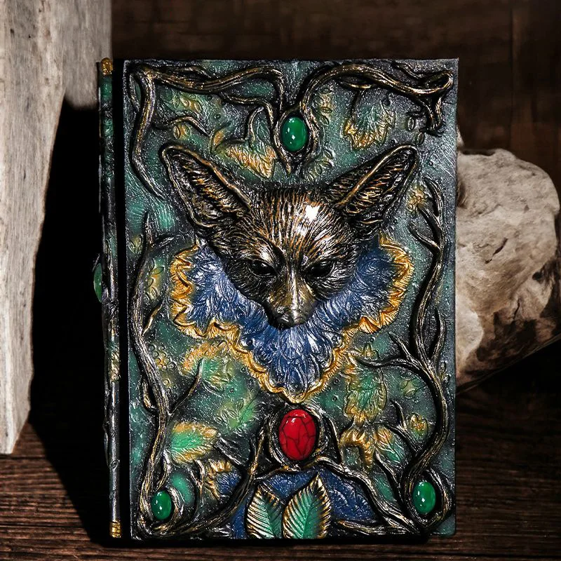 A5 Resin Embossed Notebook Crow Dragon Book Natural Gemstone Decoration Relief 3D Hard-Cover Notebook 200-300 Pages