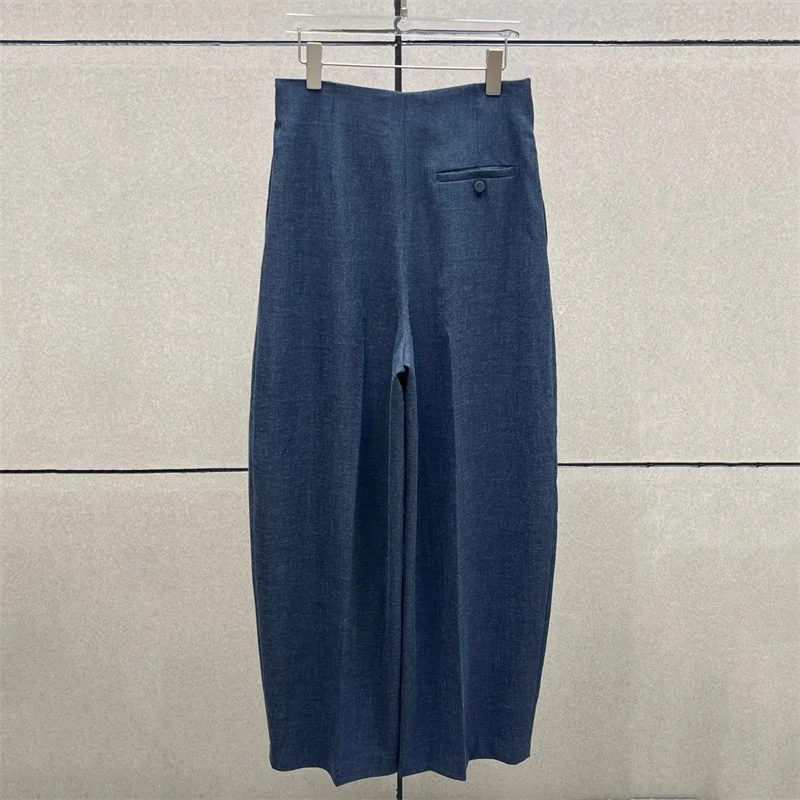 women's pants New high waisted loose straight leg pants for autumn 2026 Folded patchwork wide leg pants casual pants trousers