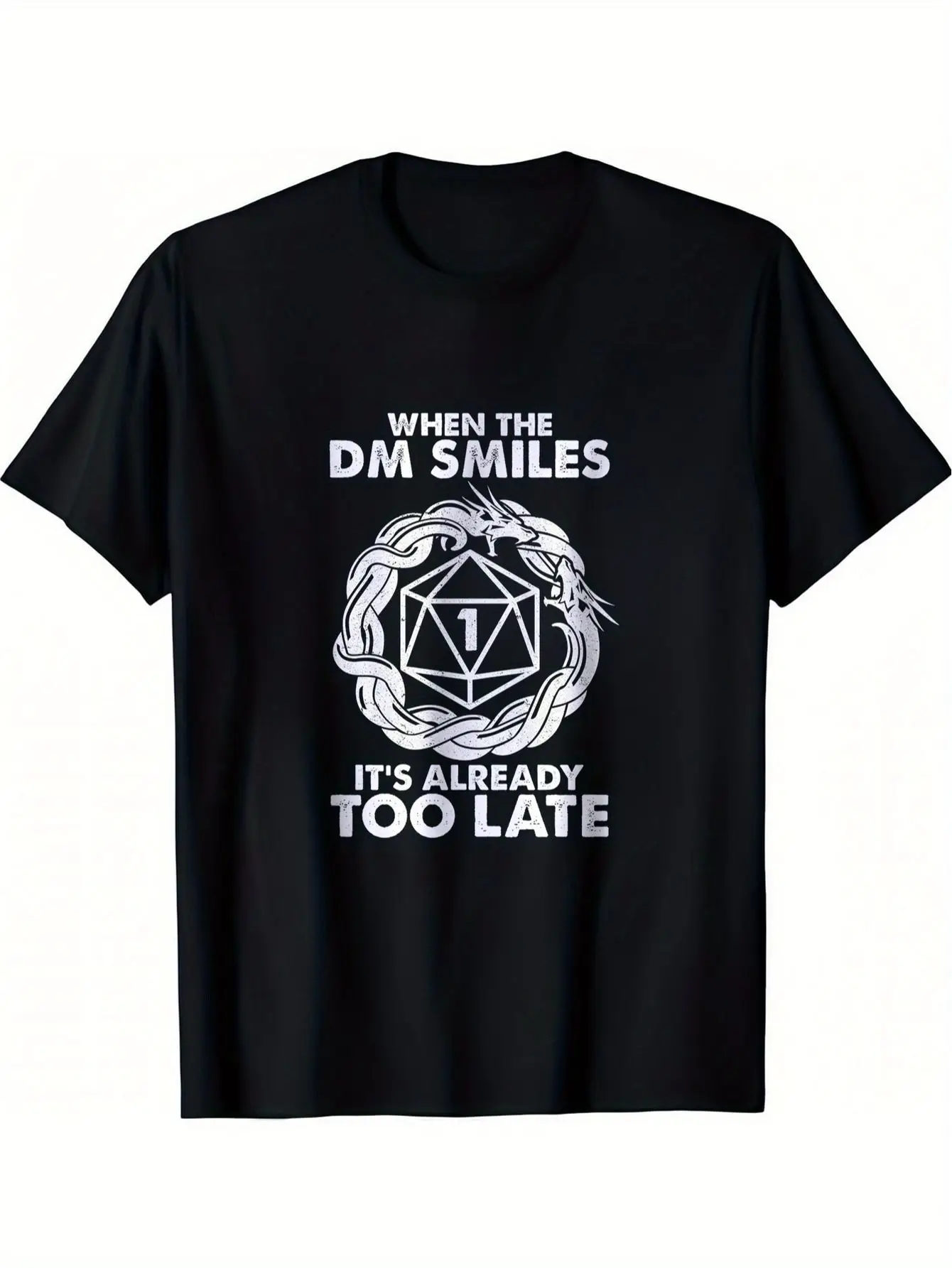 

DND Cotton T Shirt 100 Cotton DND Themed T Shirt When The DM Smiles It's Too Late Print Men's And Women's Machine