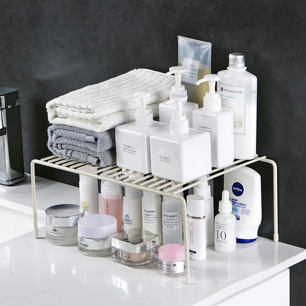 Iron Kitchen Spice Organizer Adjustable Storage Shelf Under The Sink Dish Drying Rack Multifunctional Cabinet Seasoning Holder