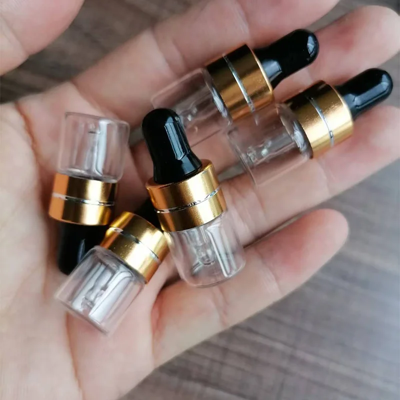 1ml Mini Glass Dropper Bottles With Cap Essential Oil Aromatherapy Bottles Refillable Reagent Pipettes Bottles