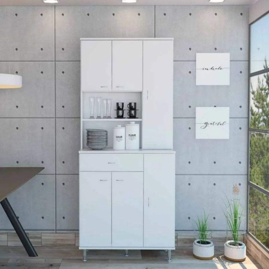 

Kitchen Pantry Piacenza Double Door Cabinet White Finish