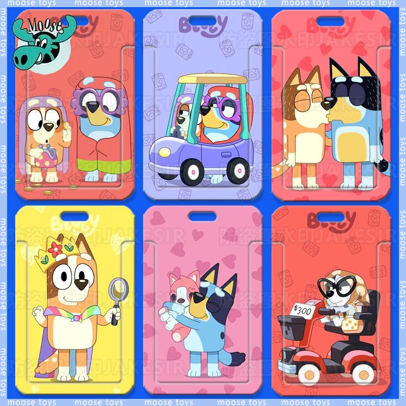 Bluey Card Holder Bingo Cartoon Student Meal Card Bus Card Slider Card Holder ID Protective Cover Access Control Campus Card Bag