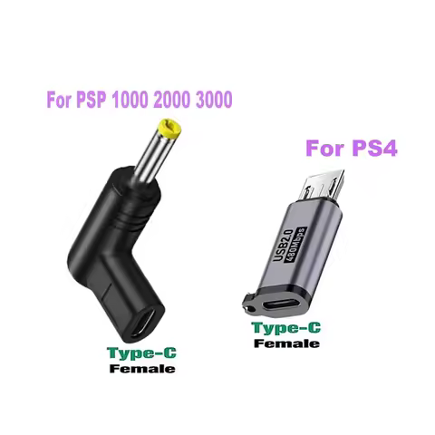 1-3 pcs For PS4 USB C Charger Adapter Converter Type C To For PSP1000/2000/3000 Game DC Jack Plug to USB C Charging Adapter