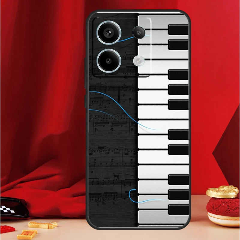 피아노 키 Xiaomi Redmi Note 13 Pro 12 10 9 8 11 Pro 12S 11S 10S 9S 10A 9C 10C 12C 13C 용 뮤지컬 전화 케이스