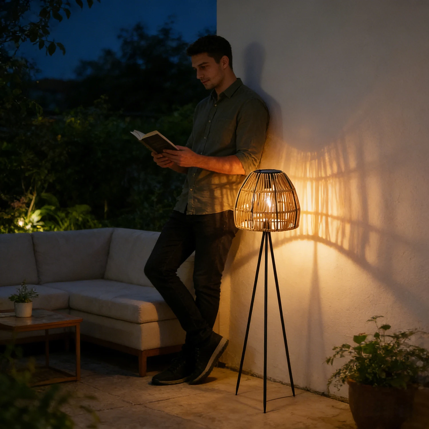 A Handmade Rattan Sun Lamp, No Electricity Needed, Outdoor Courtyard and Garden Decoration, Path Decoration, and Holiday Atmosphere