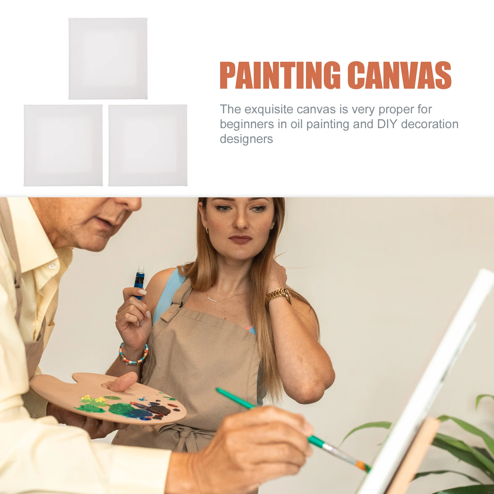 

3pcs Hand Painted Oil Painting Canvas Boards Premium Artist Stretched Canvas White Painting Panels For Acrylic Watercolor