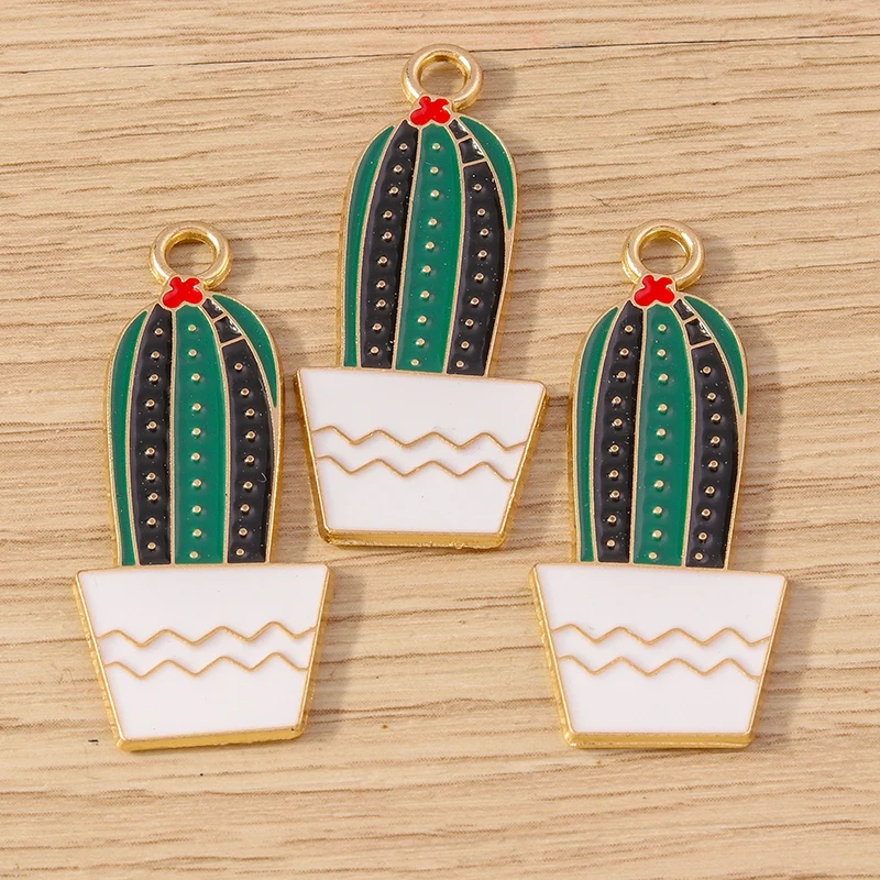 Tusember 10 Stück niedliche Pflanzen-Kaktus-Anhänger, Rosenblüten-Anhänger für handgefertigten Schmuck, Armbänder, Halsketten, Ohrringe – Detail 15
