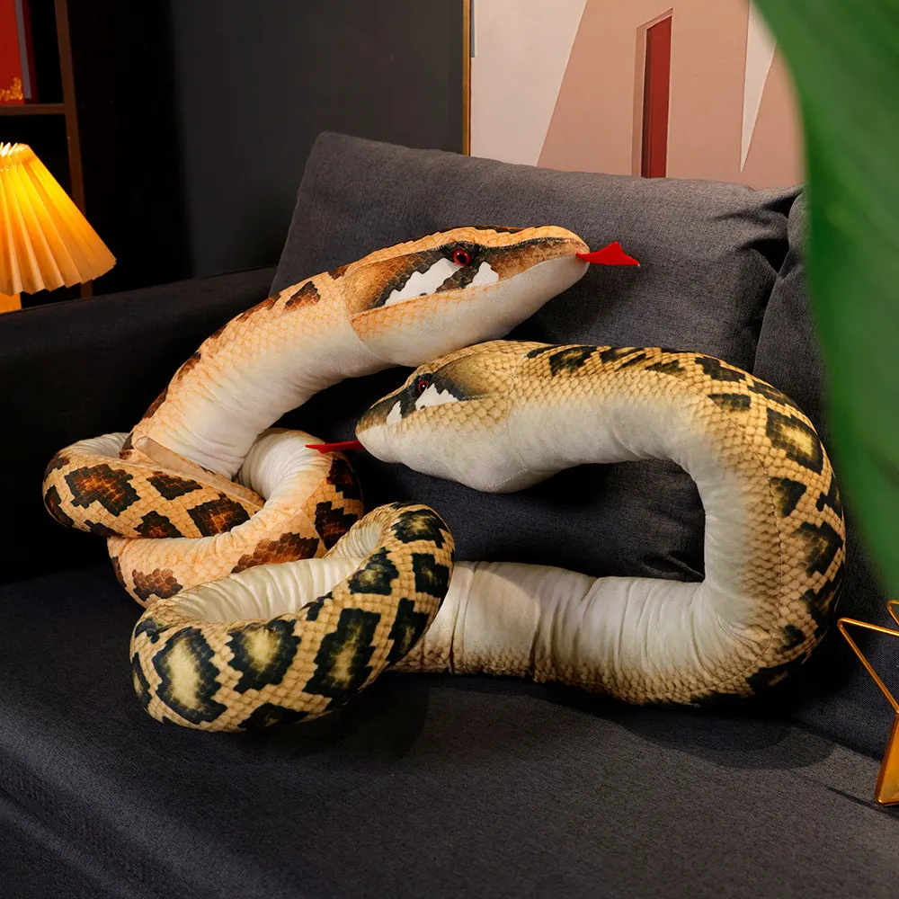 Big Size Simulated Python Snake Plush Toy Giant Boa Cobra Long Stuffed Snake Plushie Pillow Children Boys Gift Home Decoration