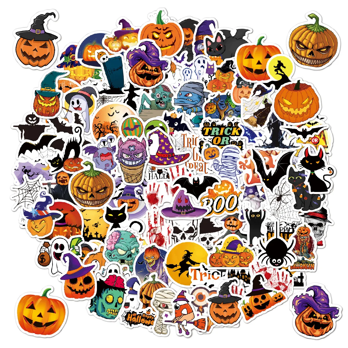 2026 Holographic Laser Halloween Stickers Waterproof Vinyl Decals for Suitcase Water Bottle Party Decor Gift
