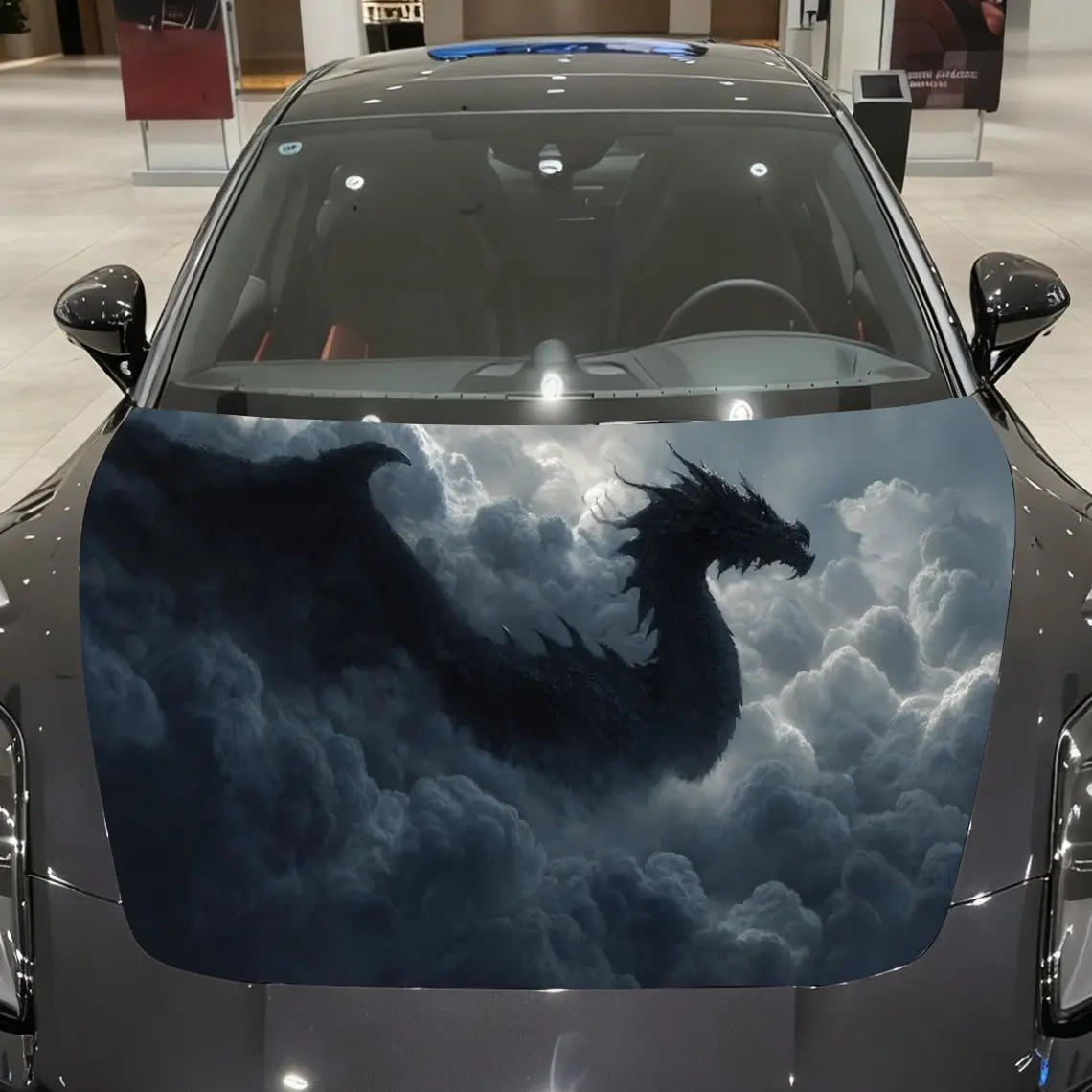 

Mysterious Cloudy Dragon Car Hood Stickers - Self-Adhesive, Waterproof and Durable Vinyl Wrap, Decorate And Protect Your Car - T