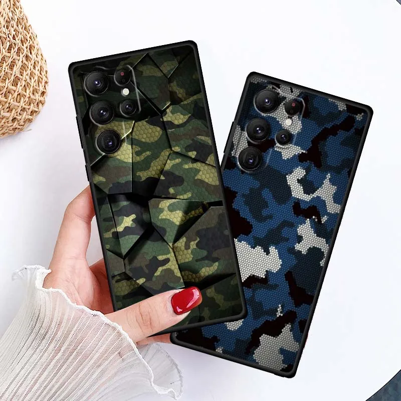غطاء بتصميم نمط مموه لهاتف سامسونج جالاكسي S26 S25 S24 S23 S22 S21 S20 Ultra Plus FE 5G أسود ناعم من مادة البولي يوريثان #2