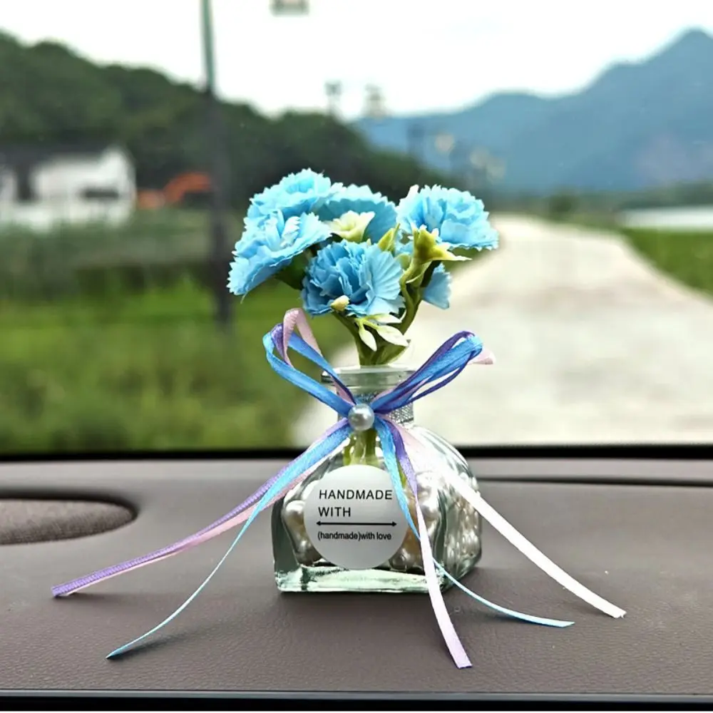 

2Pcs Creative Mini Glass Flowers Colorful Romantic Simulated Flowers Decoration Glass Base Handmade Car Ornaments Table Ornament