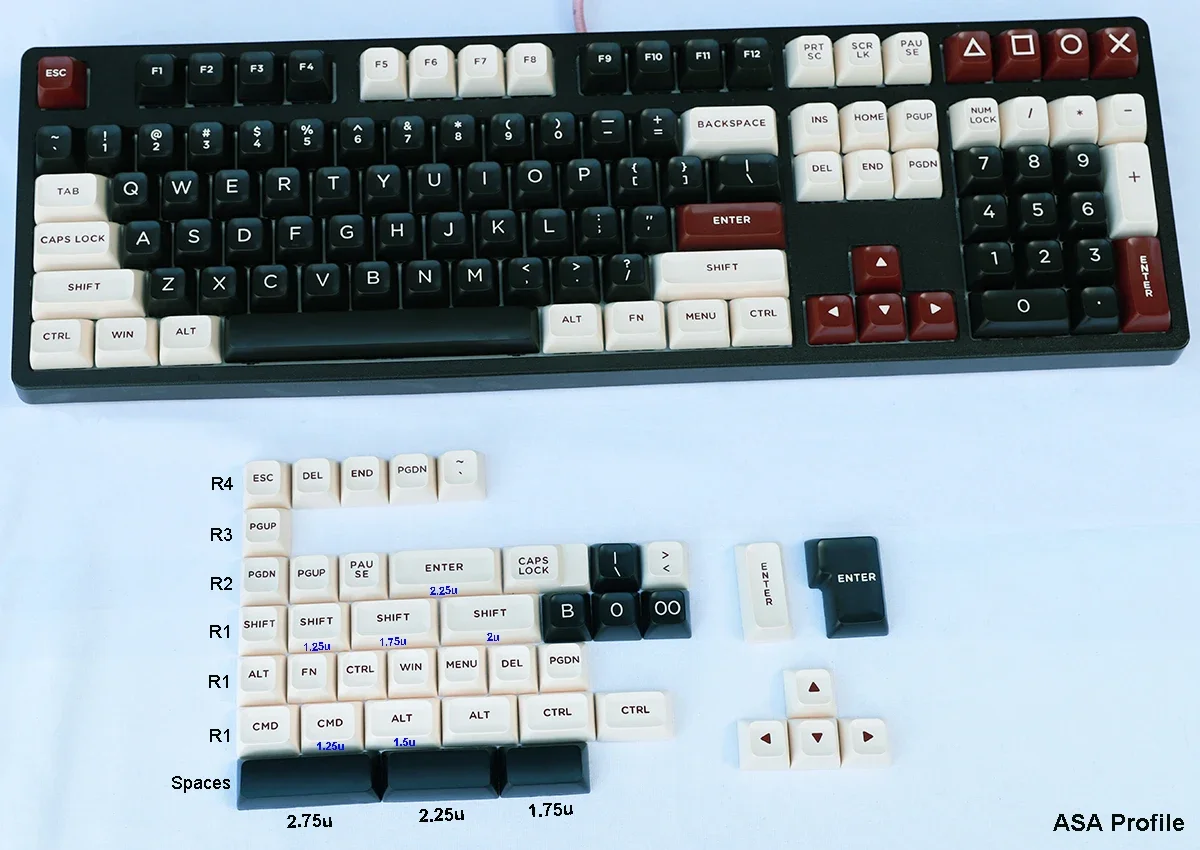 أغطية مفاتيح CSA EMA ASA PBT لمفاتيح Cherry MX على لوحات المفاتيح الميكانيكية