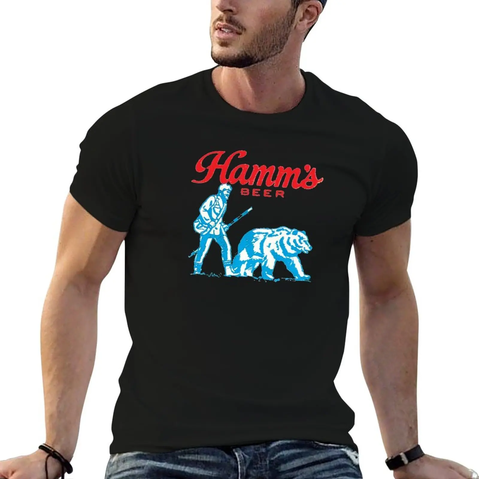 

Vintage faded Hamms Beer T-Shirt man t shirt heavy cotton t shirt man luxury T-Shirt