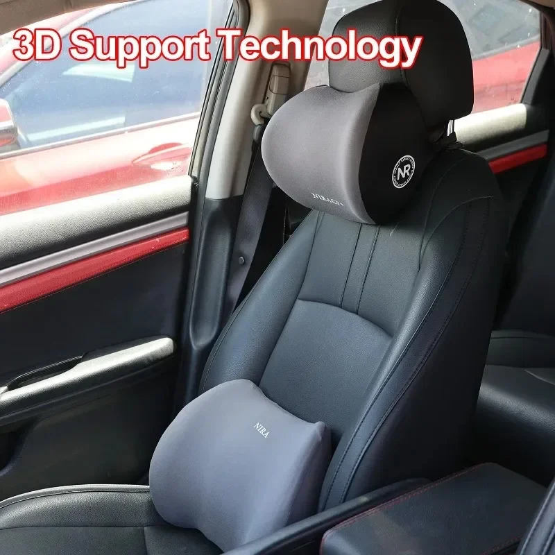 

New Memory Foam Car Neck Pillow Protective Lumbar Back Support Breathable Car Headrest Cushion Relieve Stress Car Seat Pillow