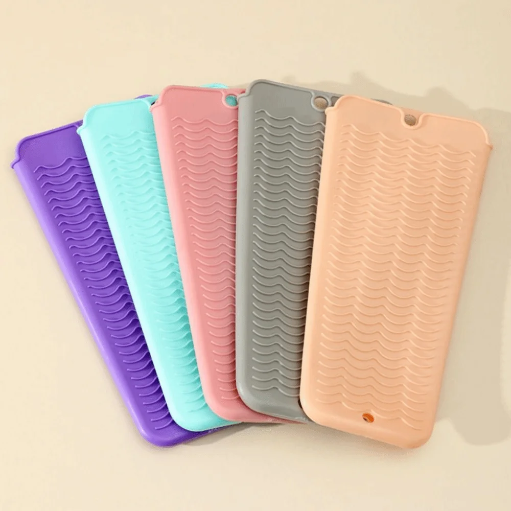 Anti-Slip Curling Iron Insulation Mat Portable Anti-Heat Silicone Heat Resistant Mat Multiple Colors Silicone Material
