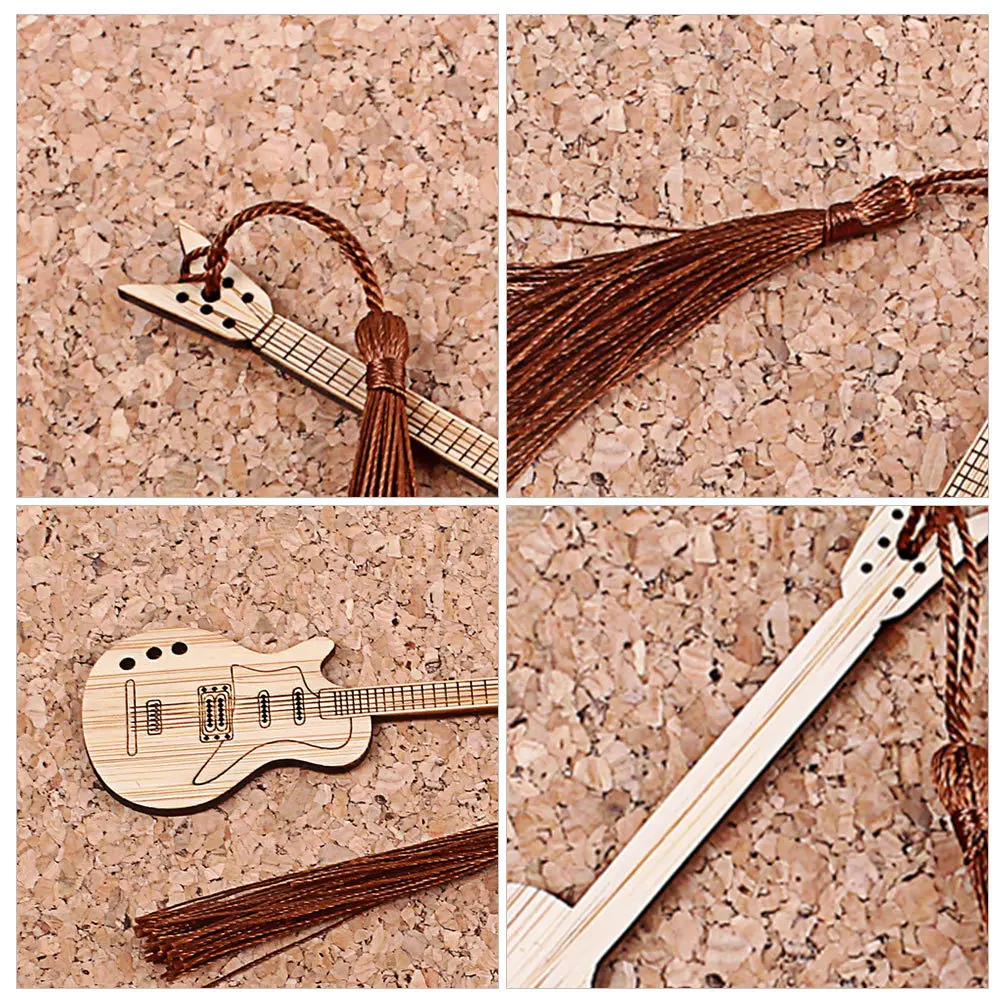 

Bamboo Bookmark Guitar Shape Creative Page-Marker Book Mark for Readers Students Graduates Gift Decoration