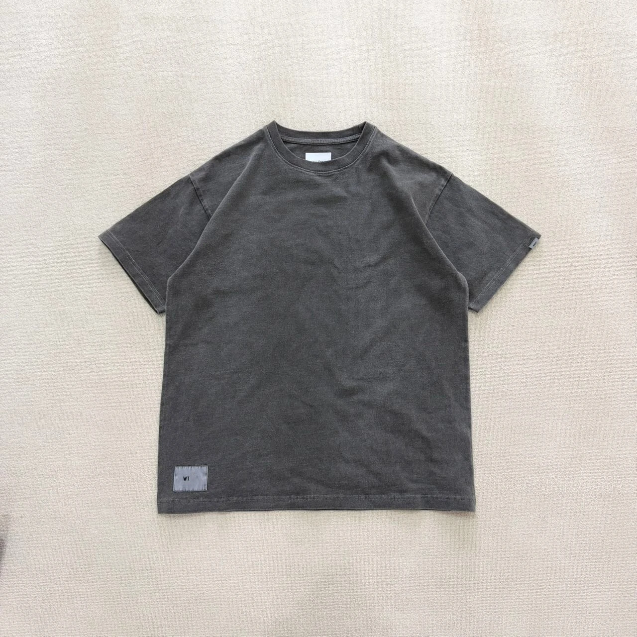 Washed Cotton Short Sleeve T-Shirt Casual Vintage Style Sweat Absorbent round Neck Regular Fit Pure Color Men's Summer Top