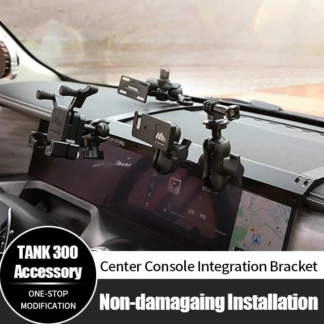Off Road Interior Accessories Aluminum Alloy Center Console Bracket Integrated Radio Mobile Phone Holder for GWM Tank 300