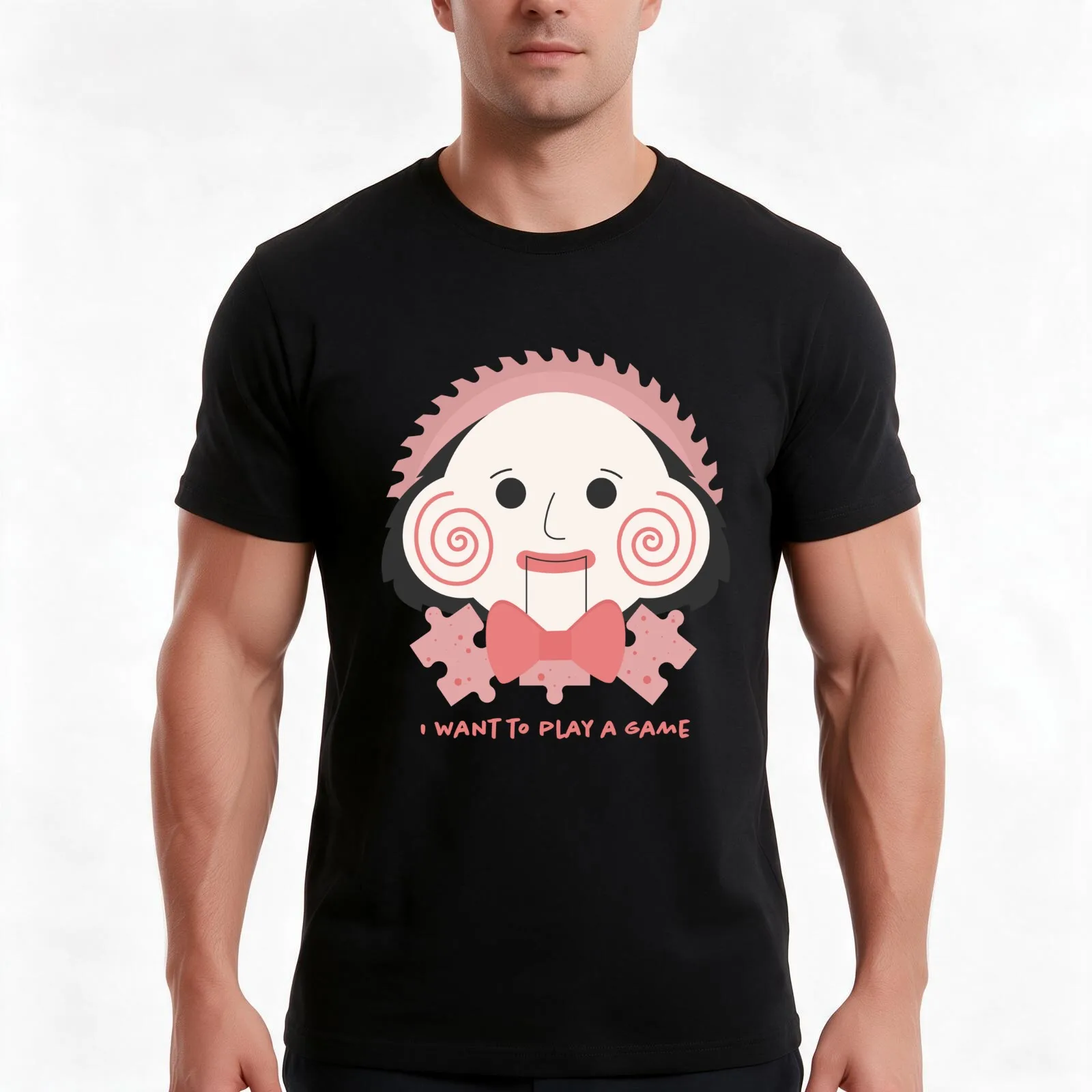 Billy the Puppet from Saw T-Shirt, Summer Casual Cotton Tee, Oversized Streetwear Tops, Vintage Graphic Print, Unisex Men Women