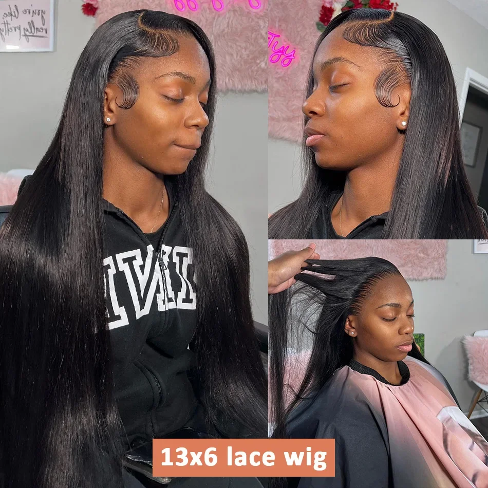 Rosa Beauty 13x6 ST Invisible HD Lace Frontal Straight Human Hair Wig Silky Soft Hair Texture Multi Way Part Pre Bleached Knots Adjustable Buckle Cap Comfortable Long Time Wearing For School Holiday Gathering Dating Outdoor Women Daily Hair Wigs