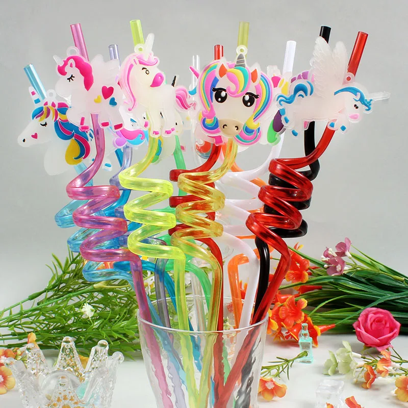 12-pack of unicorn-themed straws, reusable, perfect as party favors, birthday party supplies, and wedding decorations
