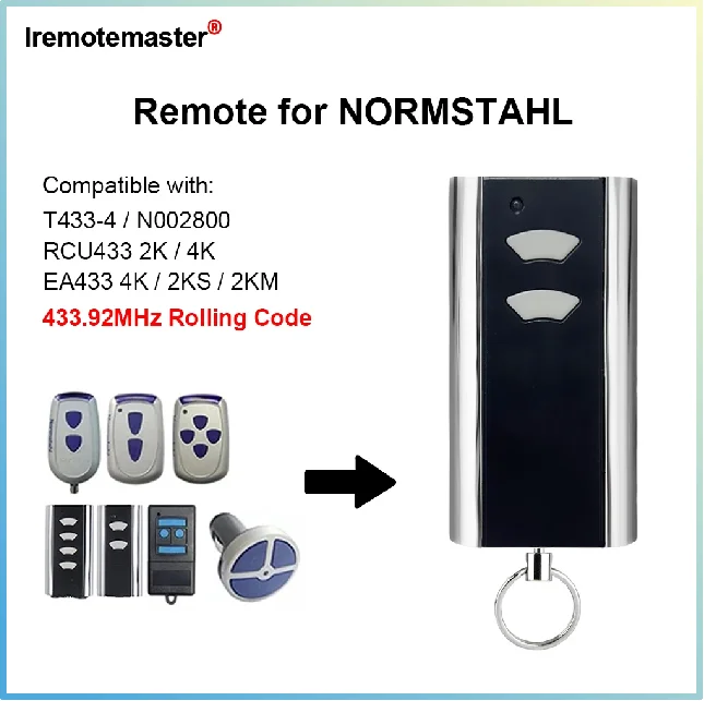 

For Normstahl Crawford EA433 4K 2K 2KM RCU433 RCU 433 2K 4K 433.92MHz Rolling Code Garag Door Remote Control