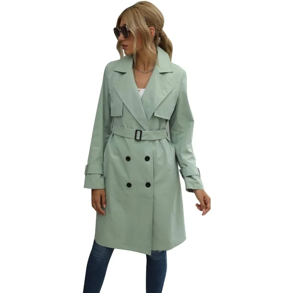 Trench casual solido da donna sciolto casual autunno inverno eleganti giacche a maniche lunghe ufficio signora streetwear quotidiano