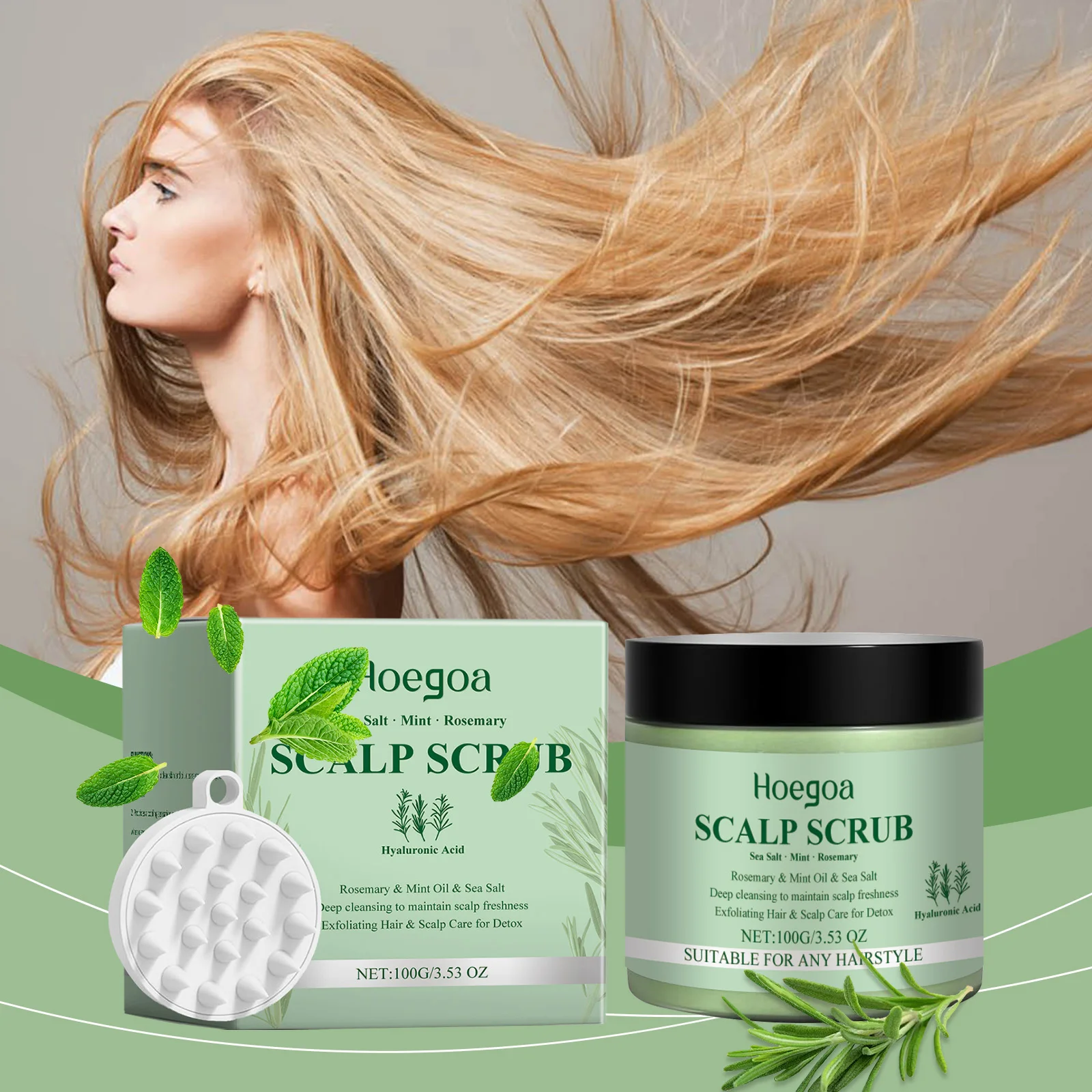 

Rosemary Scalp Scrub Gentle Deeply Cleansing Shampoo Moisturizing Cooling Nourishing Soothing Hair Scalp Massager Care Products