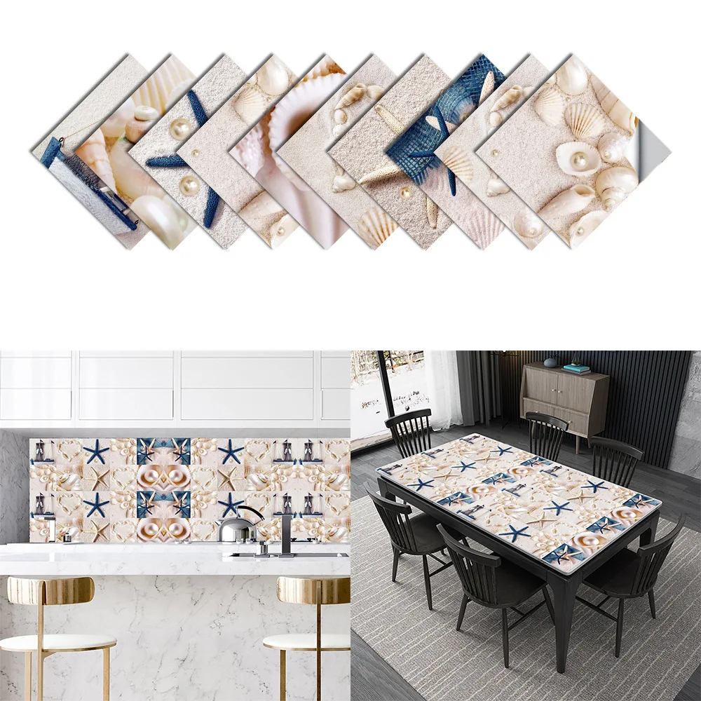 Sand beach shell simulation pattern tile stickers Home renovation renovation Kitchen bathroom cabinets decorative wall stickers