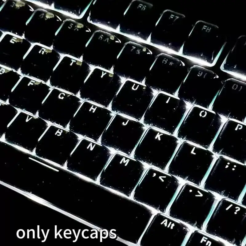 136 Keys Starry Black Crystal Jelly PBT Keycap Double Shot PC Keycaps for Gaming Mechanical Keyboard