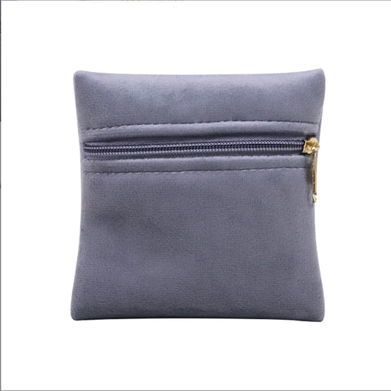 Portable Zipper Velvet Bag Jewelry Ring and Accessory Packaging and Storage Bag Double-sided Velvet Bag