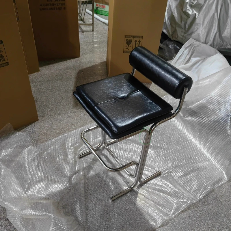 Bauhaus inspirado banco de bar designer aço inoxidável cozinha ilha cadeira minimalista balcão assento mesa industrial cadeira recepção