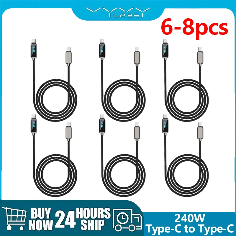 

Vyvylabs 6-8PCS 240W Type C to Type C Cable Data Wire Cord PD 3.1 Fast Charging Charger USB C to USB C Cable for iphone 15-17