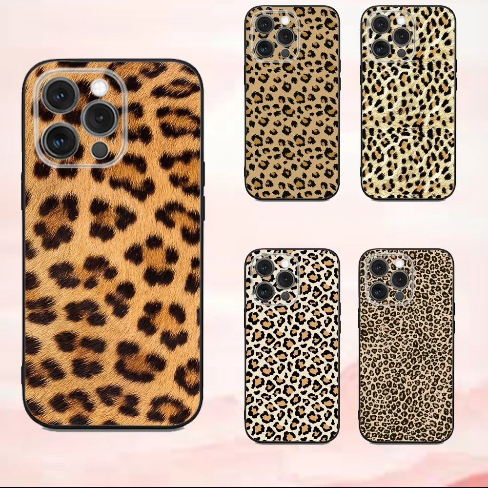 

Leopard print Phone Case For iPhone16,se4,15,14,13,12,11,Pro,X,XS,Max,XR,Plus,Mini Soft Black Cover