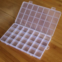 Caja de almacenamiento de plástico rectangular para joyería, contenedor organizador de 28 cuadrículas con compartimentos para guardar joyas, pendientes, cuentas, manualidades, 1 unidad