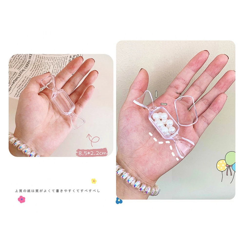 

Candy Shape Transparent MakeUp Storage Box Mini Portable Earrings Jewelry Bag Travel Cosmetic Case Gift Organizer