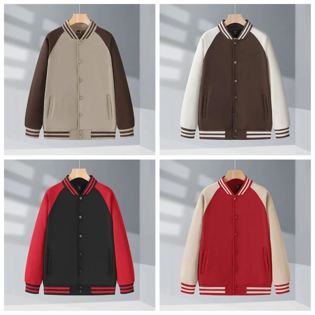 

Men's 2025 New High-quality Boutique Solid-color Baseball Jersey for Women with The Same Warm Thickened Long-sleeved Jacket