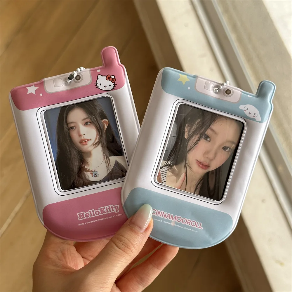 

Kawaii Hello Kitty My Melody Cartoon Mobile Phone 3-Inch Card Cover Anime Sanrio Girly Heart Cute Idol Photo Storage Set