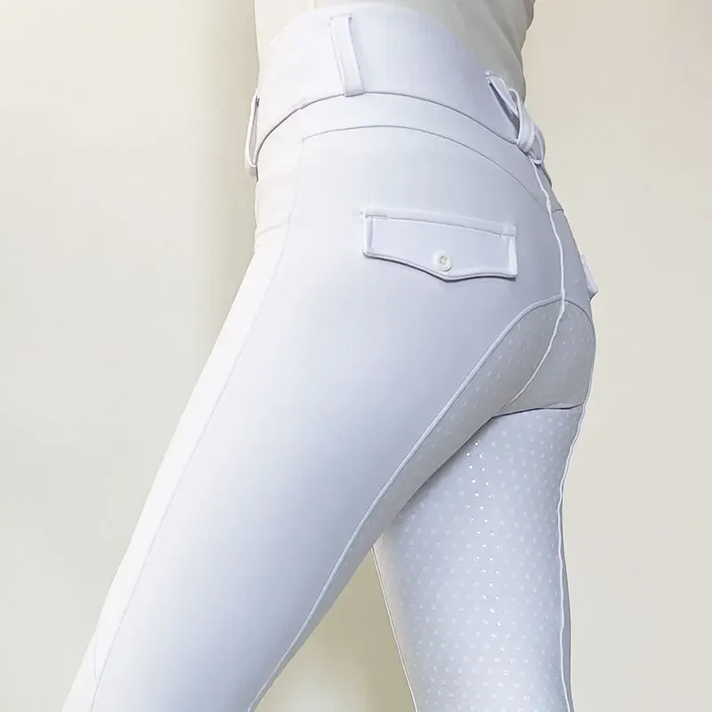 

White Women Horseback Riding Pants Jodhpurs Silicone Ladies Equestrian Clothing Breeches