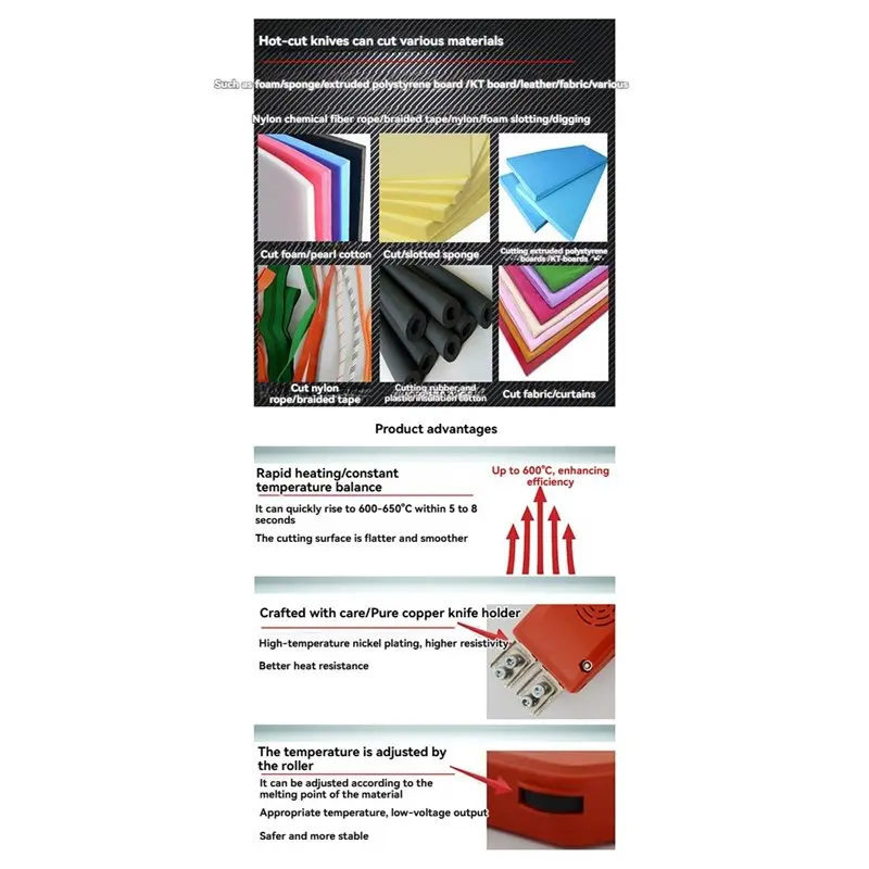 ABYP Heat Cutting Electric Hot Knife 200W 20CM Glue For Foam Cutter Handheld For PVC Rope Nylon Sponge For Foam