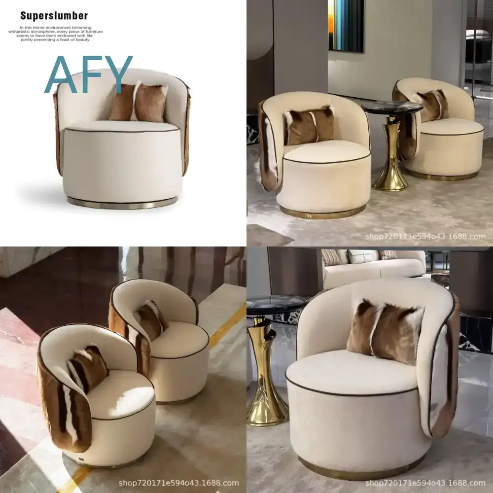 Rotating Italian-Style Minimalist Single Seater Accent Chair for Home Office with Curved Design and Premium Aesthetic for