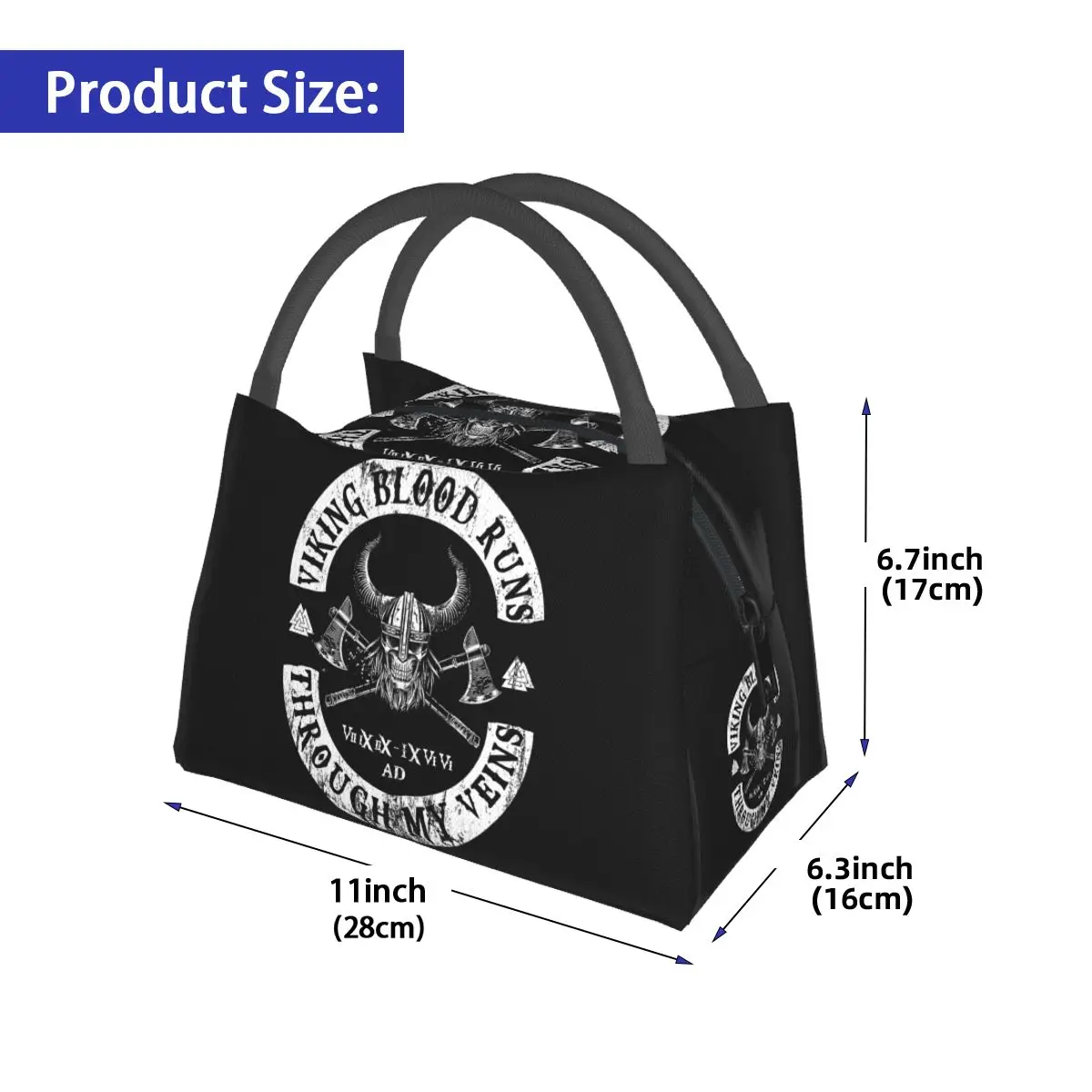 Viking Blood Runs Through My Veins Insulated Lunch Bag for Women Picnic Storage Food Boxes Portable Cooler Thermal Lunch Box