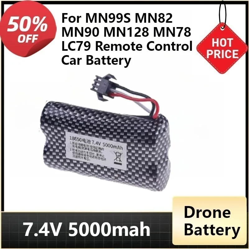 

Разъем SM-3P для MN99S MN82 MN90 MN128 MN78 LC79, автомобильный аккумулятор с дистанционным управлением, 2S 18650 20C, 7,4 В, 5000 мАч, литий-ионный аккумулятор