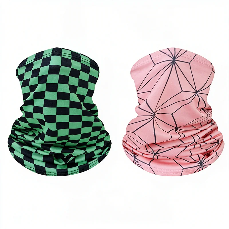 Demon Slayer Pattern Reusable Windproof Face Cover Outdoor Sports Headband Multifunctional Magic Scarf Cycling Running Fishing