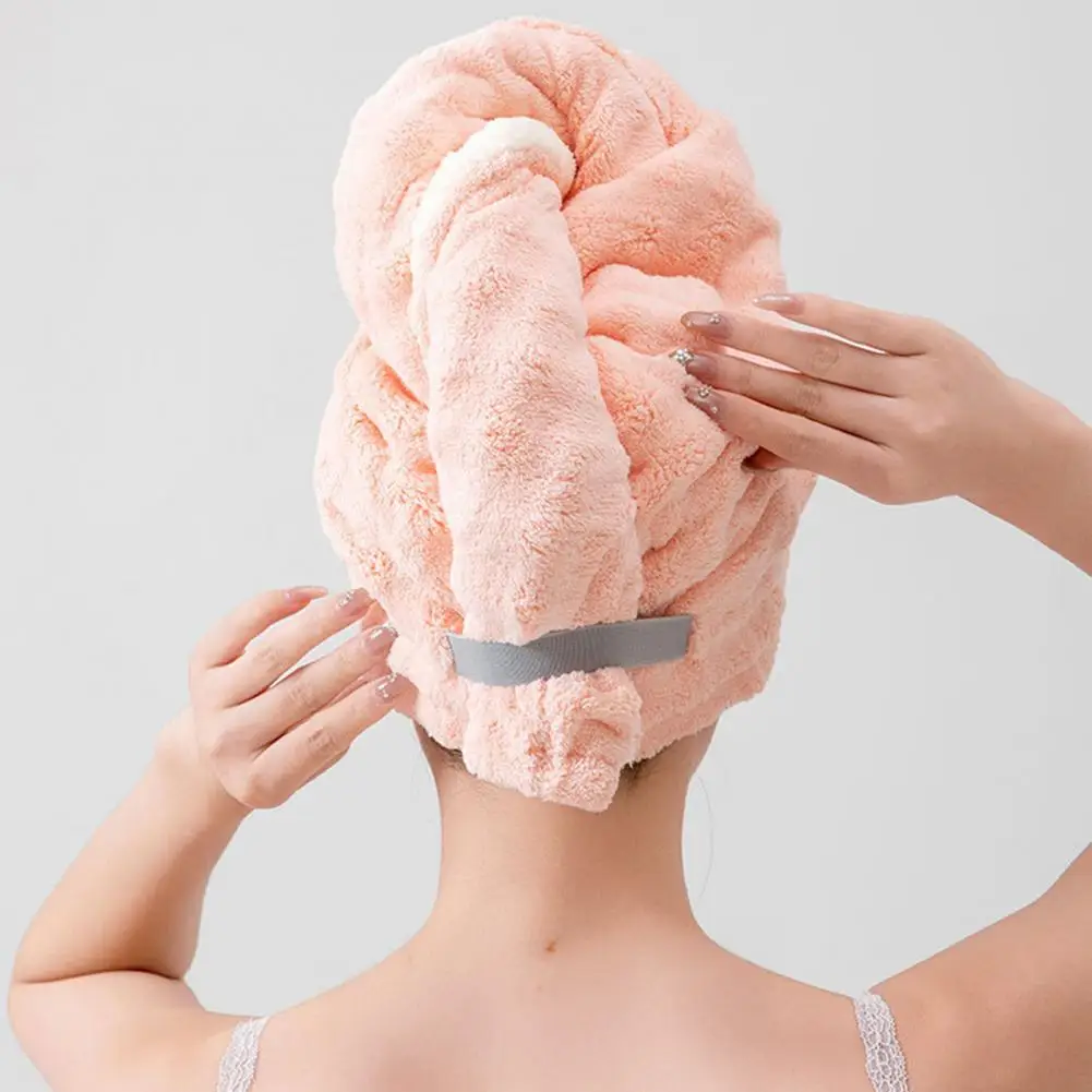 Microfiber Hair Towel Wrap for Long Hair Coral Fleece Hair Towel Wrap Quick Dry Absorbent Turban Wide Tail for Long for Shower