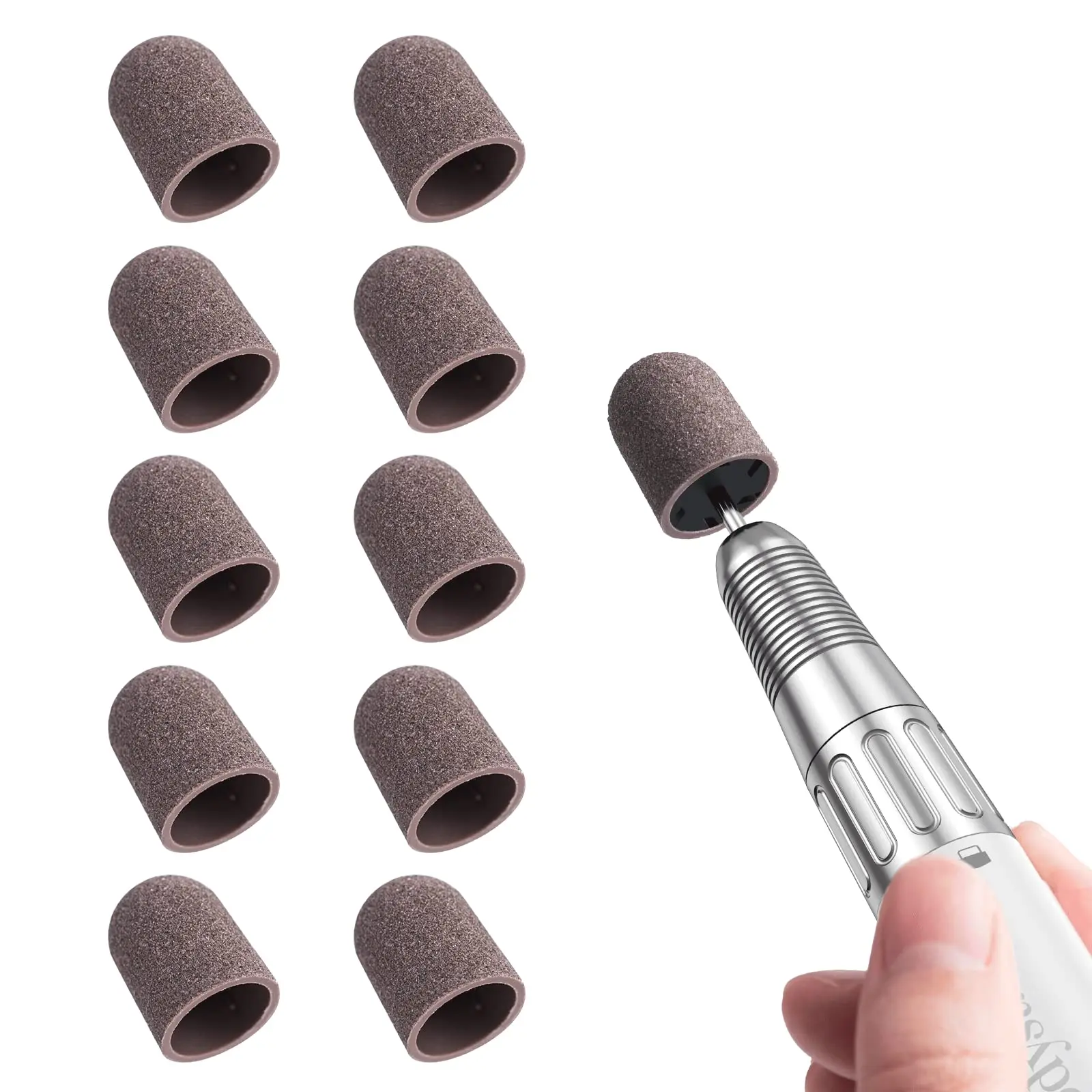 180 Fine Grit Nail Sanding Caps 10 Pcs Caps and 1 PCS Rubber Mandrel Bit for Foot File Callus Remover Home Salon Use