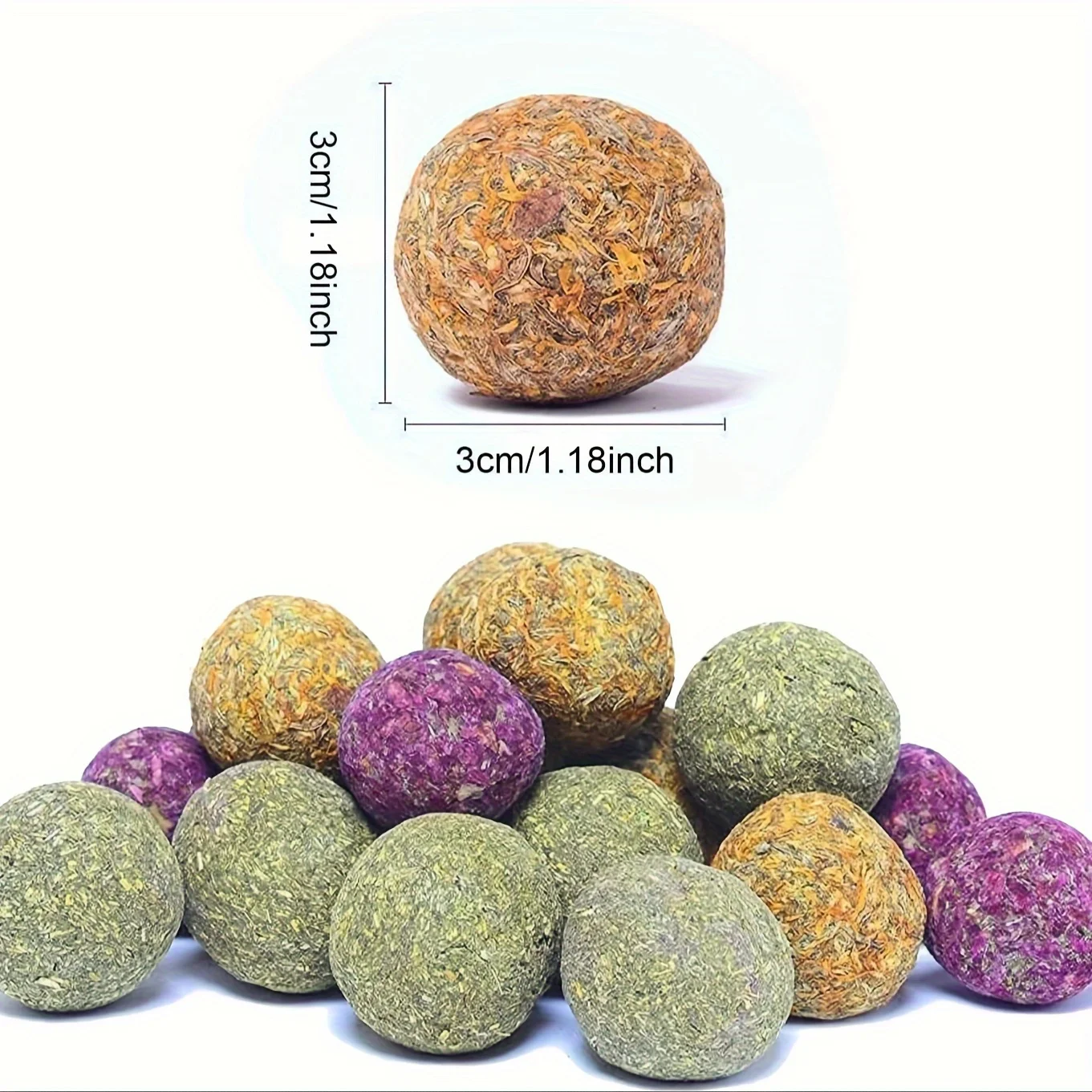 30Pcs/15Pcs Bunny Chew Toys, 100% Natural Flowers Flavored Timothy Hay Balls Rabbit Chew Treats for Hamster Guinea Pigs Rats Chi