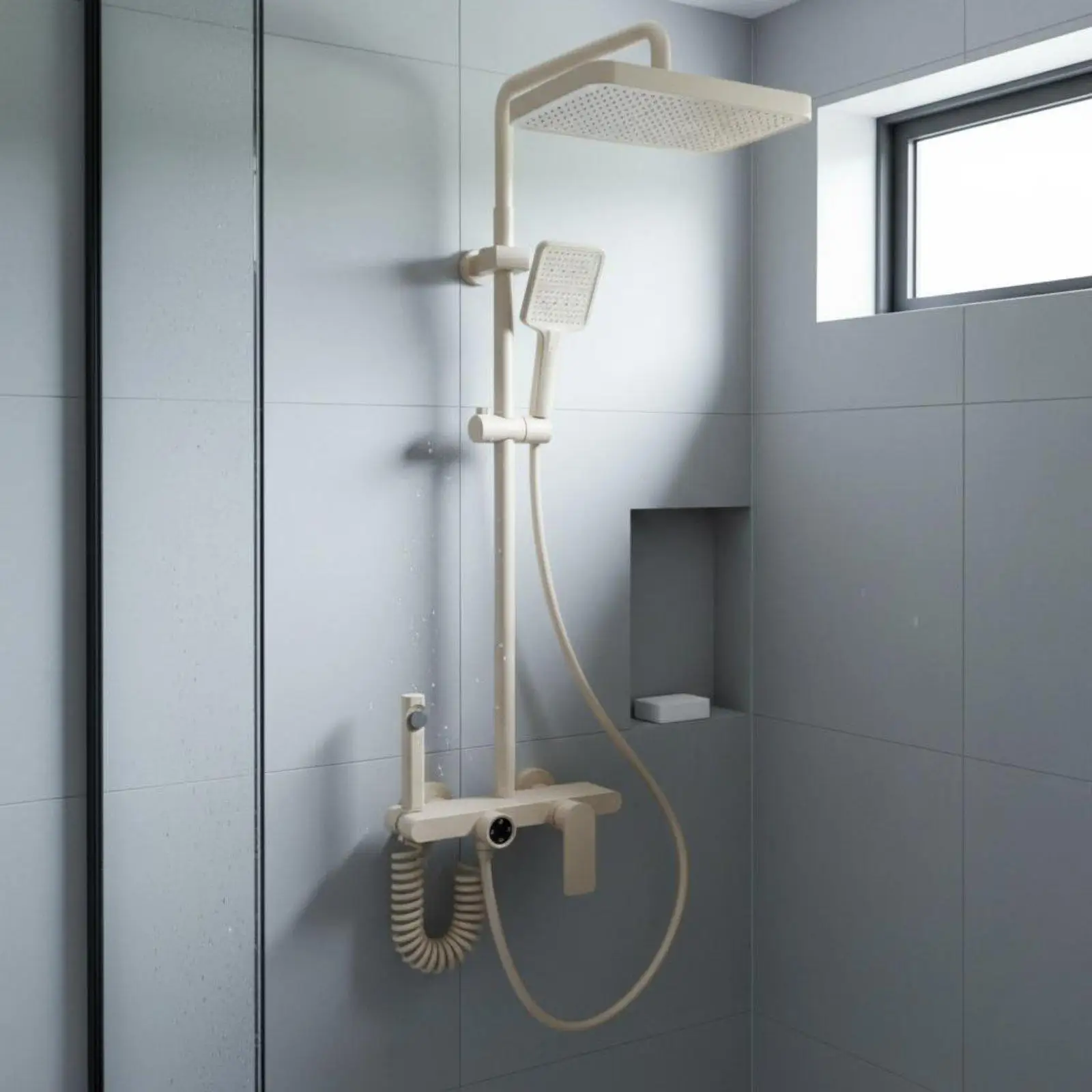 High Pressure Rainfall Shower Head with Handheld Spray and Bidet for Strong Stream Relaxing Experience